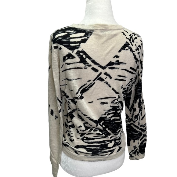 Sandwich Beige Black Round Neck Button Front Lightweight Cardigan Size XS - Picture 8 of 12